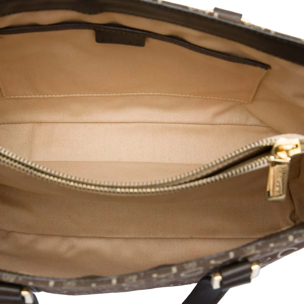 Celine C Macadam Canvas Tote Brown Canvas Very good - Model View