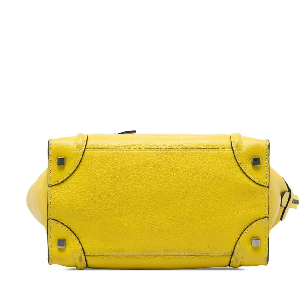 Celine Mini Grained Calfskin Luggage Tote Yellow Leather Very good - Inside View