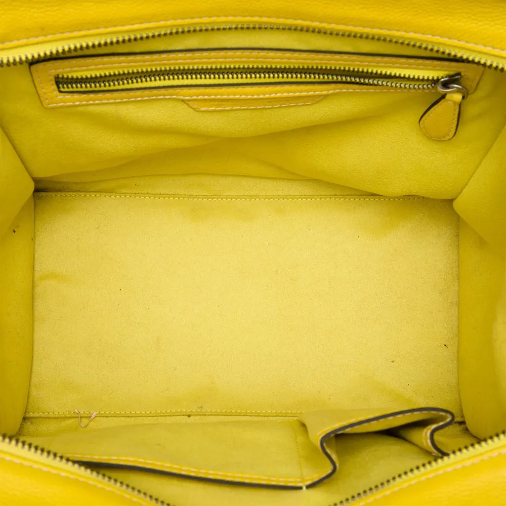 Celine Mini Grained Calfskin Luggage Tote Yellow Leather Very good - Model View