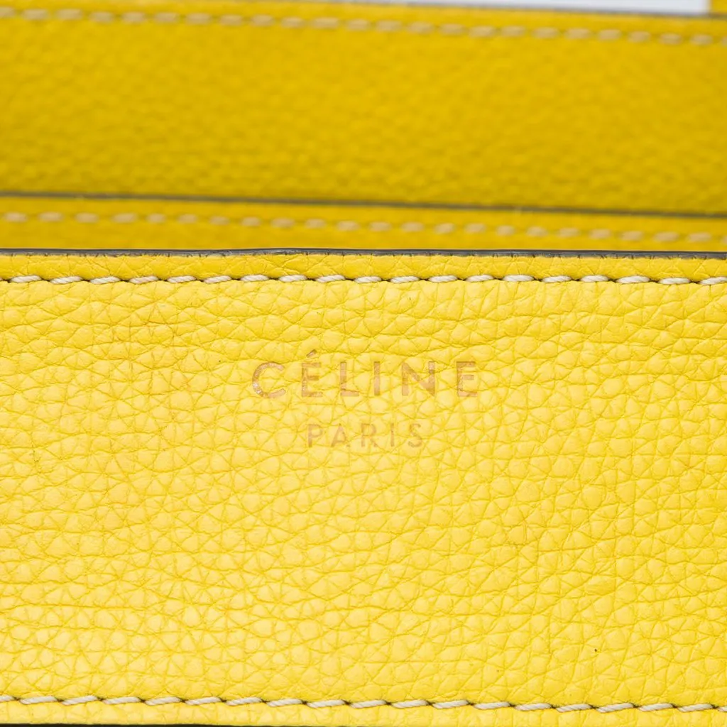 Celine Mini Grained Calfskin Luggage Tote Yellow Leather Very good - Box View