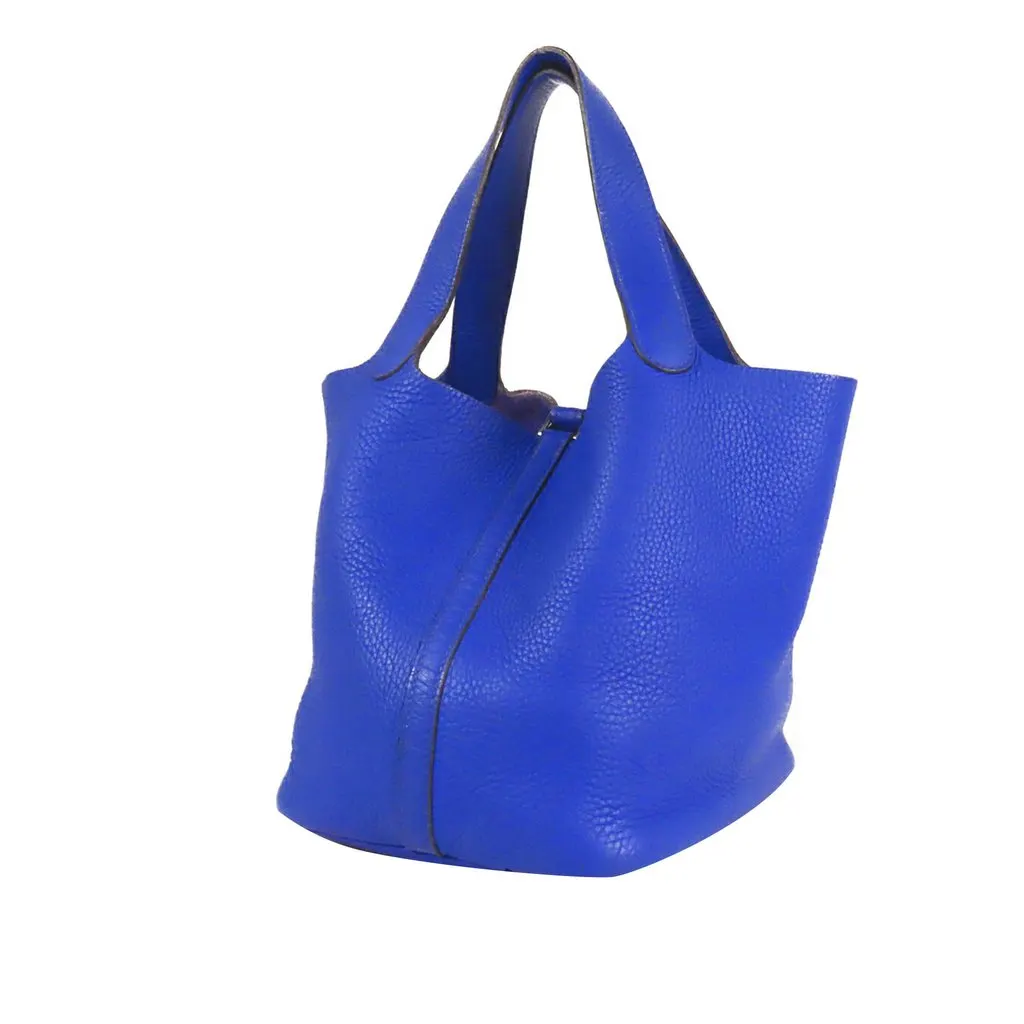 Hermès Clemence Picotin Lock 22 Blue Leather Very good - Back View