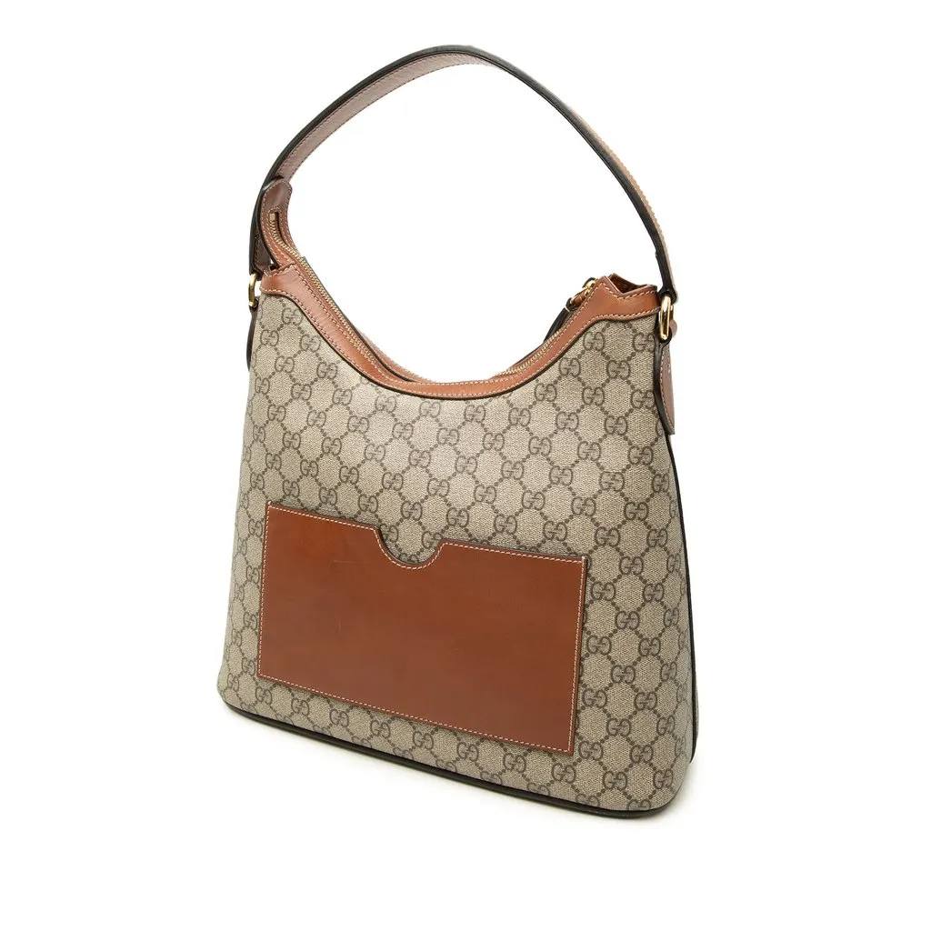 Gucci GG Supreme Linea A Satchel Beige Very good - Back View