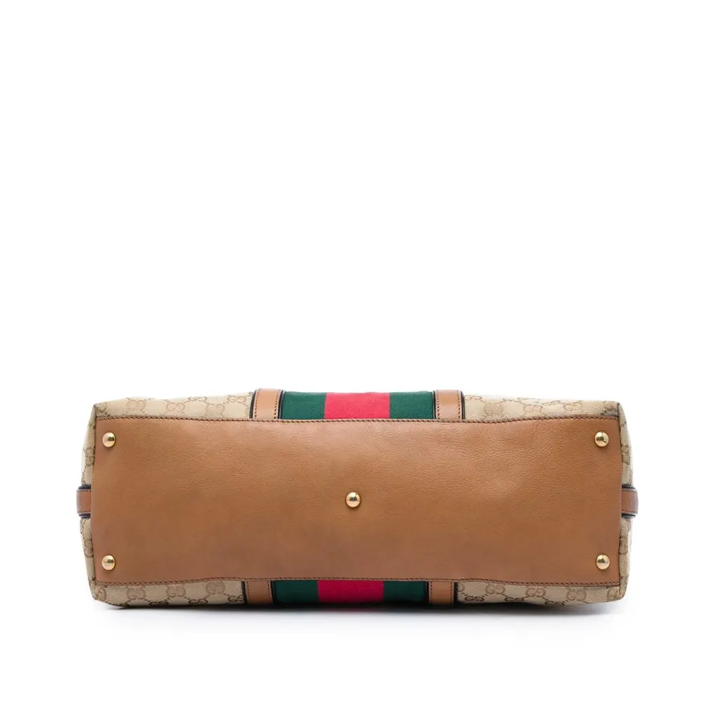Gucci Medium GG Canvas Web Rania Top Handle Bag Beige Very good - Inside View