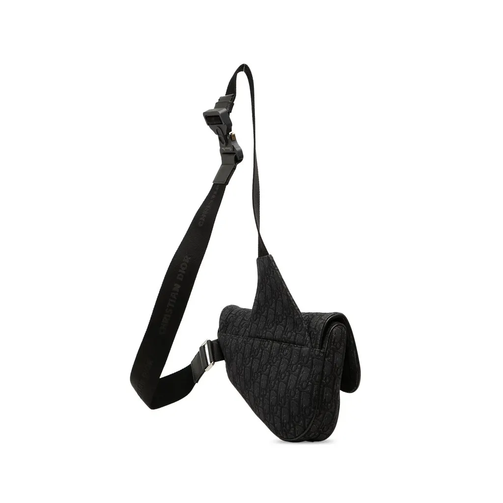 Dior Oblique Canvas Saddle Crossbody Black Very good - Back View