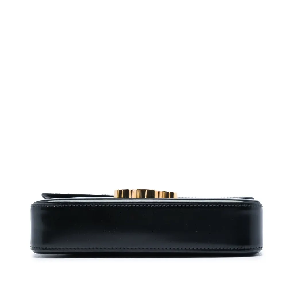 Celine Shiny Calfskin Triomphe Claude Shoulder Bag Black Leather Very good - Inside View