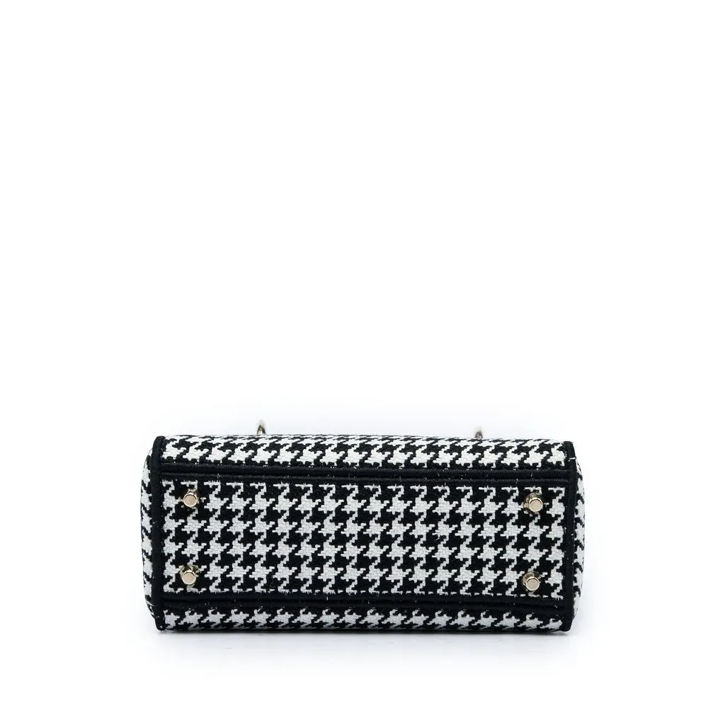 Dior Mini Embroidered Canvas Houndstooth Lady D Lite White Canvas Good - Inside View