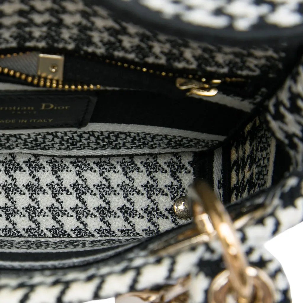 Dior Mini Embroidered Canvas Houndstooth Lady D Lite White Canvas Good - Model View