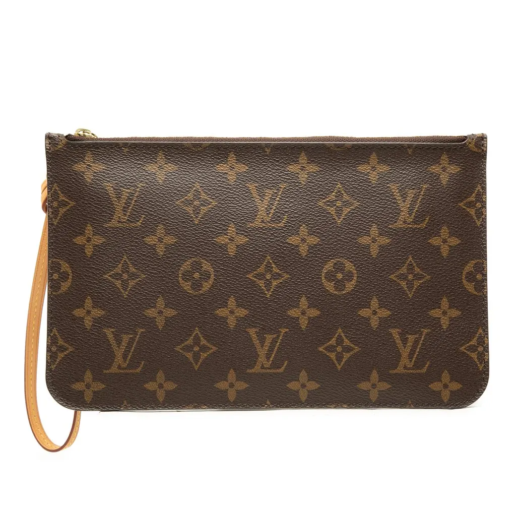 Louis Vuitton Monogram Neverfull MM Pouch Brown Very good - Front View