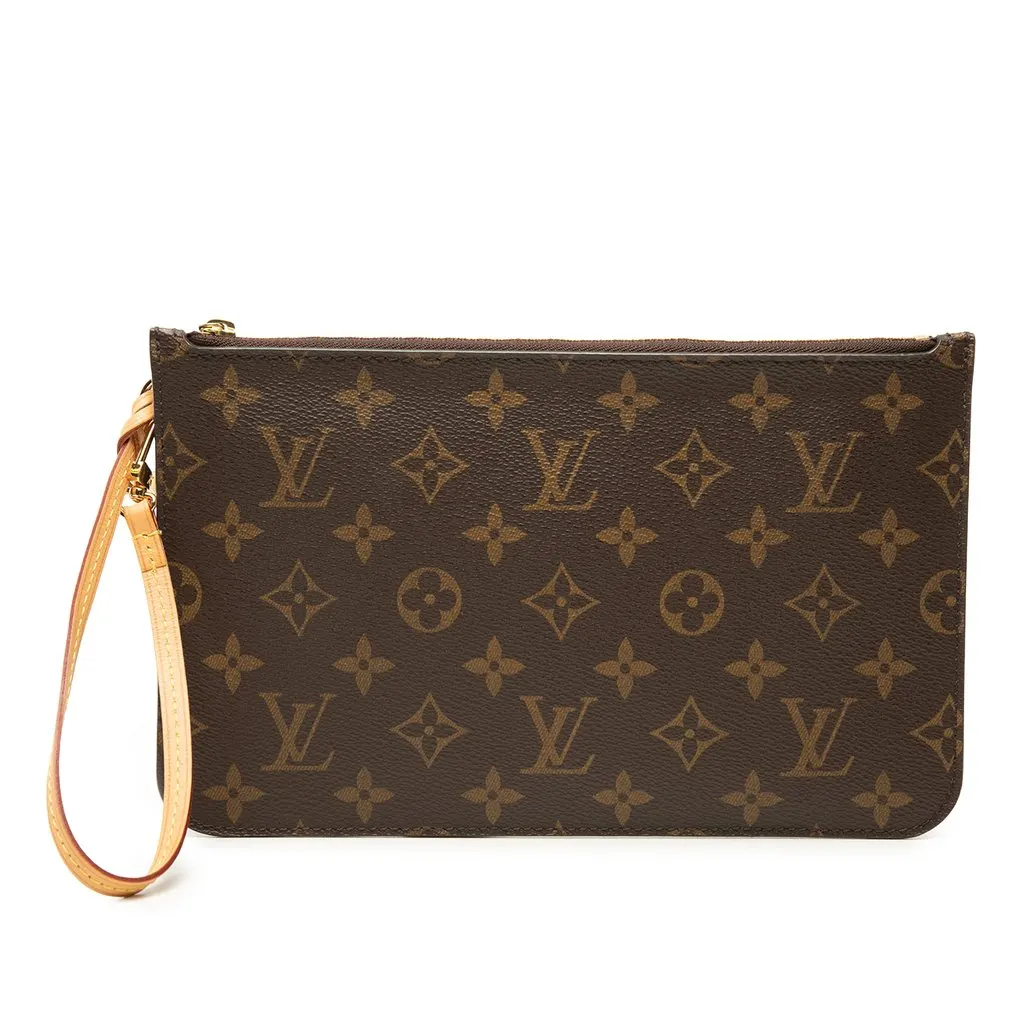 Louis Vuitton Monogram Neverfull MM Pouch Brown Very good - Back View