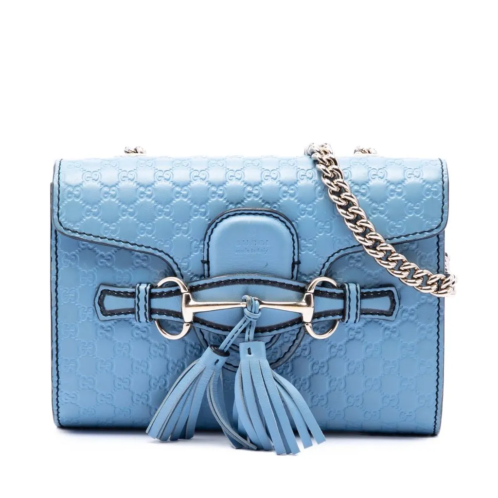 Gucci Mini Microguccissima Emily Crossbody Blue Leather Very good - Front View
