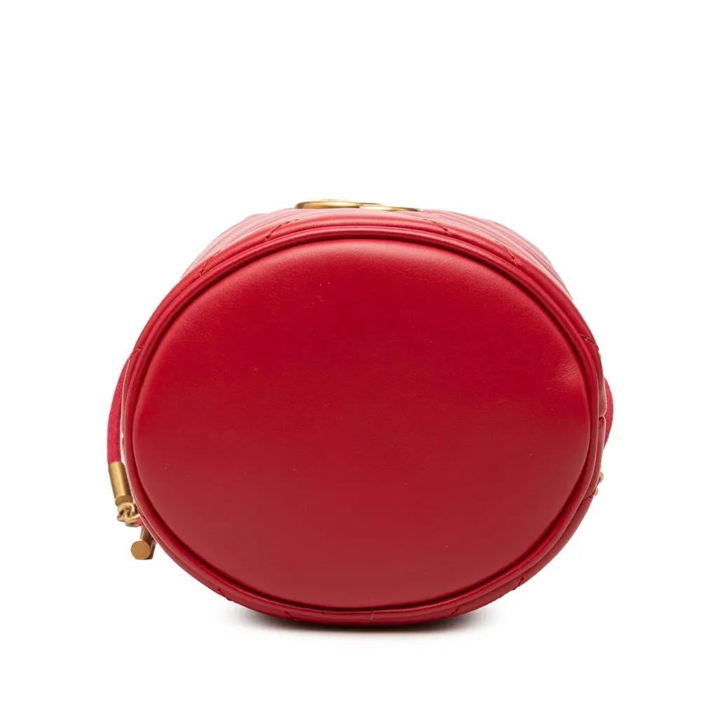 Gucci Small GG Marmont Matelasse Calfskin Bucket Bag Red Leather Very good - Inside View