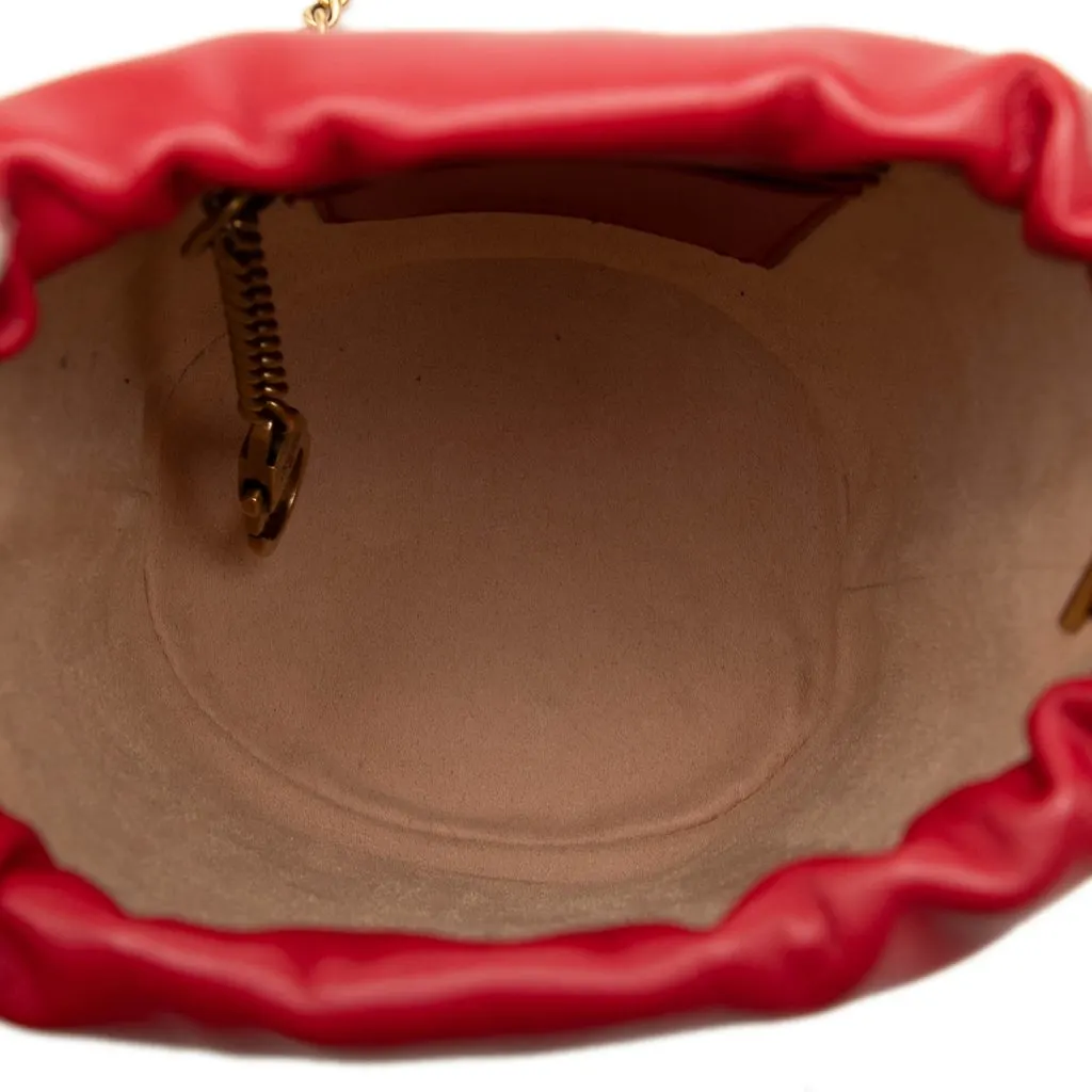 Gucci Small GG Marmont Matelasse Calfskin Bucket Bag Red Leather Very good - Model View