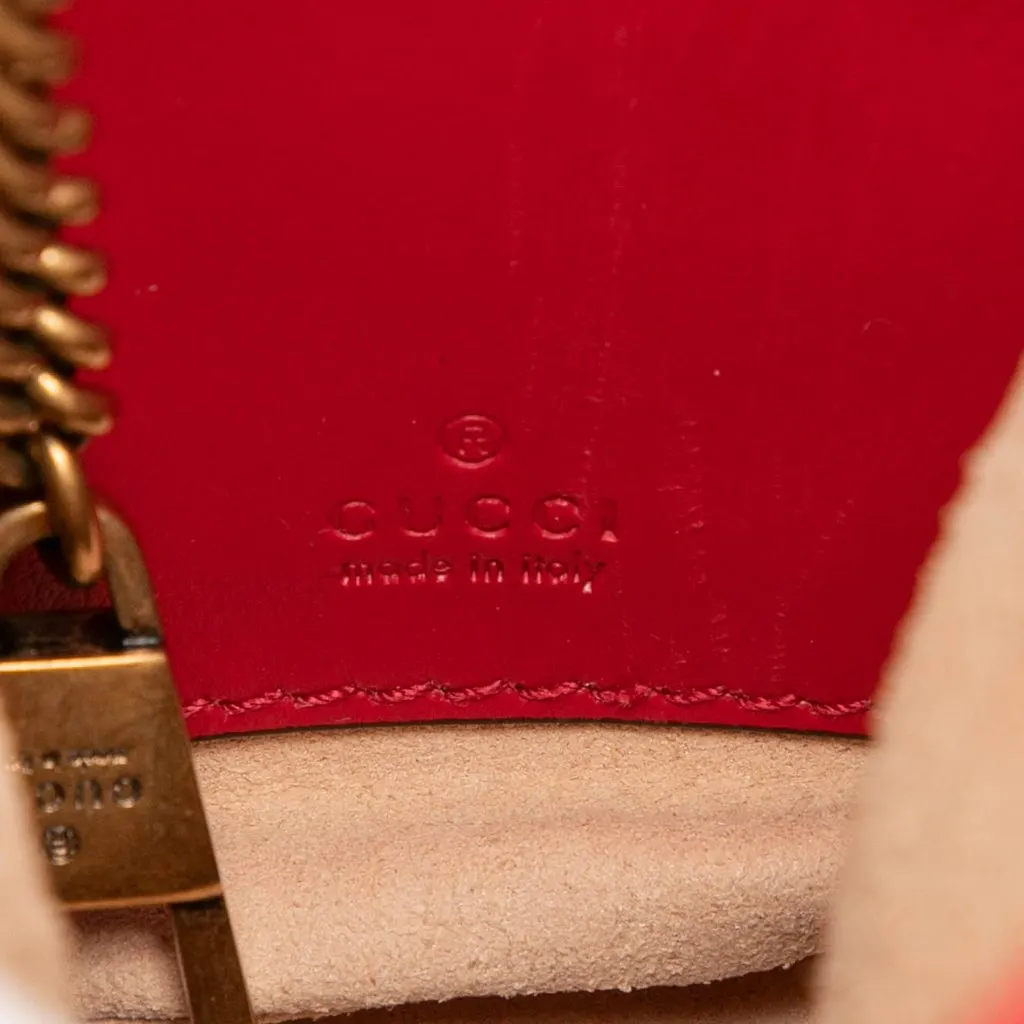Gucci Small GG Marmont Matelasse Calfskin Bucket Bag Red Leather Very good - Box View