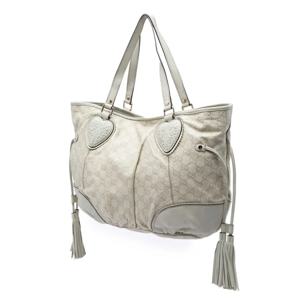 Gucci Large Guccissima Tribeca Tote White Leather Very good - Back View