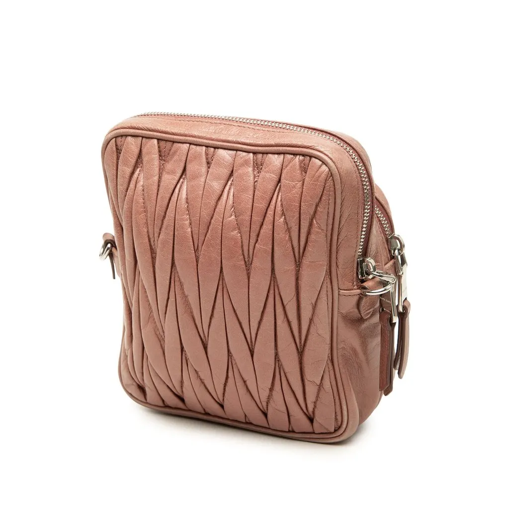 Miu Miu Matelasse Nappa Crossbody Brown Leather Very good - Back View