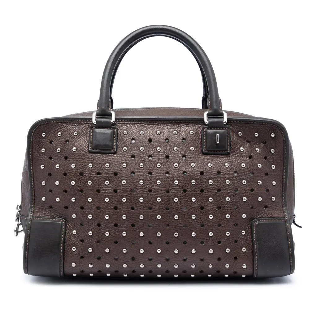 LOEWE Bicolor Leather Studded Perforated Amazona 36 Brown Leather Very good - Front View