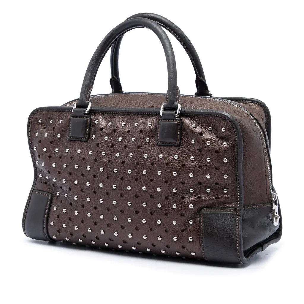 LOEWE Bicolor Leather Studded Perforated Amazona 36 Brown Leather Very good - Back View