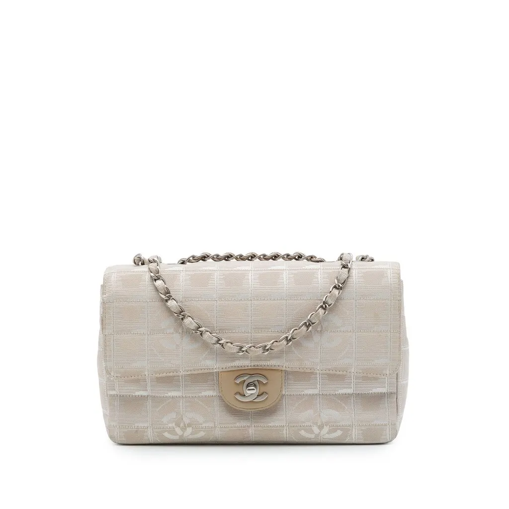 Chanel New Travel Line Medium Nylon Single Flap Beige Polyamide Very good - Front View