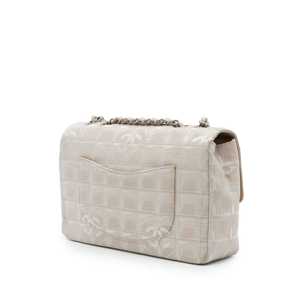 Chanel New Travel Line Medium Nylon Single Flap Beige Polyamide Very good - Back View