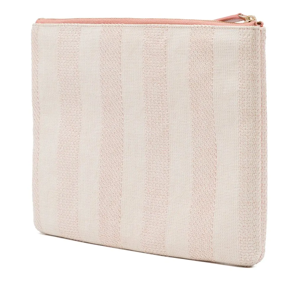 Chanel Medium Raffia Deauville O Case Clutch Beige Rattan Very good - Back View