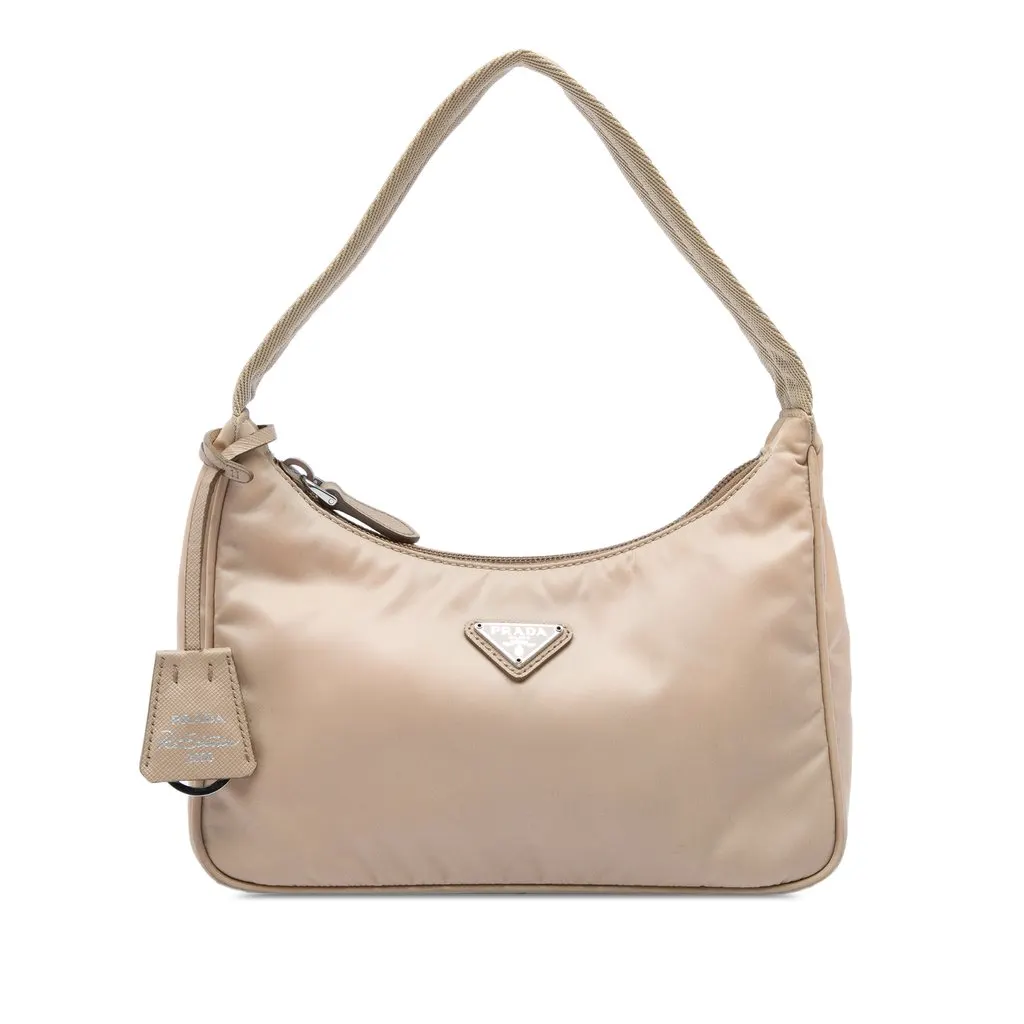 Prada Mini Tessuto Re Edition 2000 Shoulder Bag Beige Polyamide Very good - Front View
