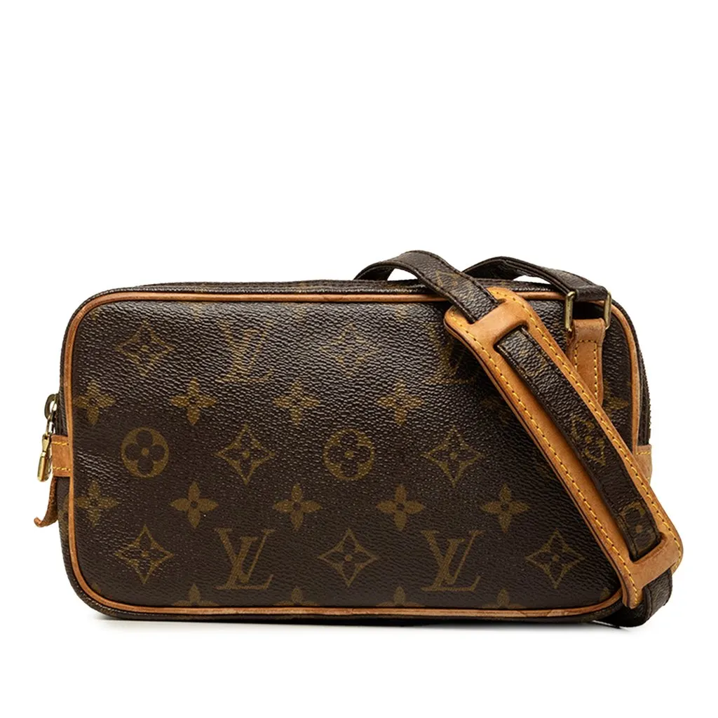Louis Vuitton Monogram Pochette Marly Bandouliere Brown Canvas Good - Front View