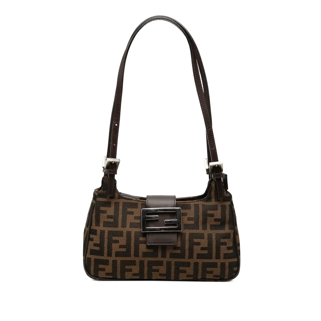 Fendi Zucca Canvas Shoulder Bag Brown Very good - Front View