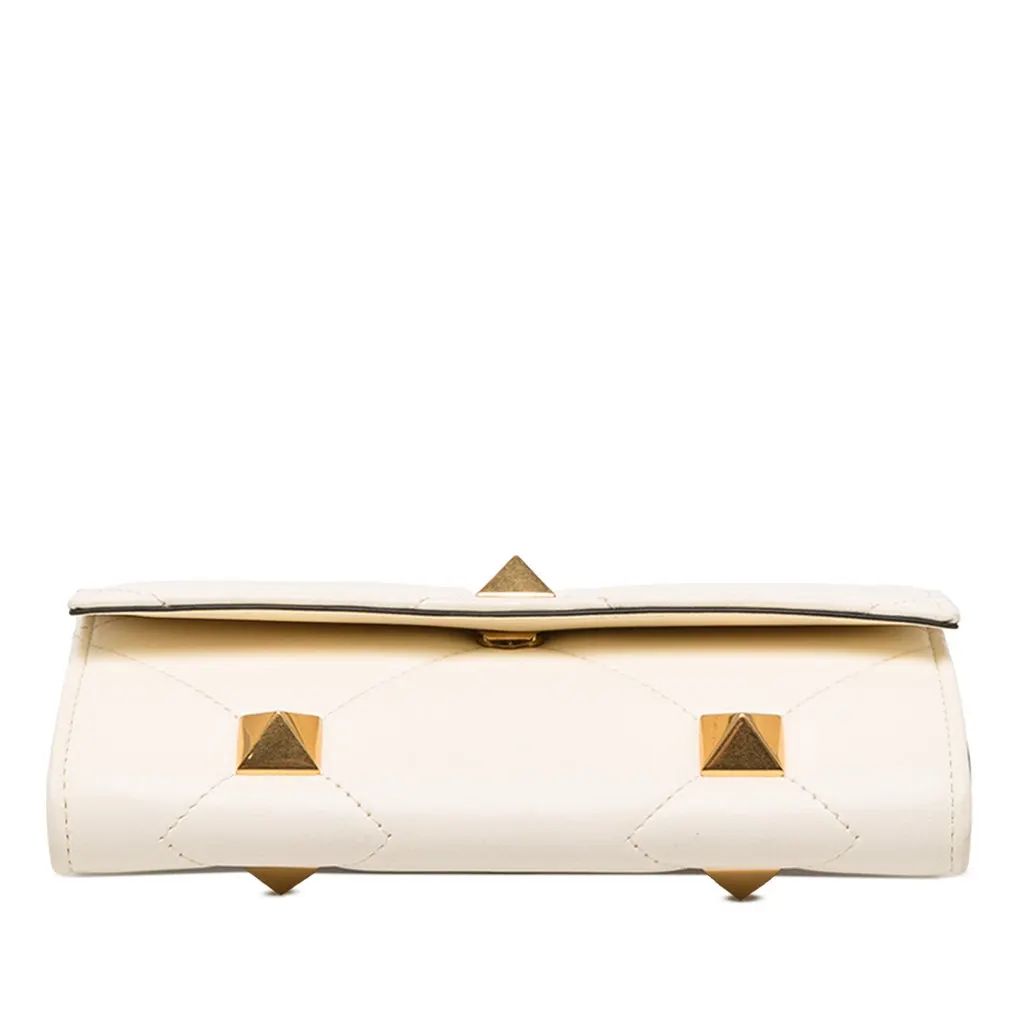 Valentino Nappa Roman Stud Wallet On Chain White Leather Very good - Inside View