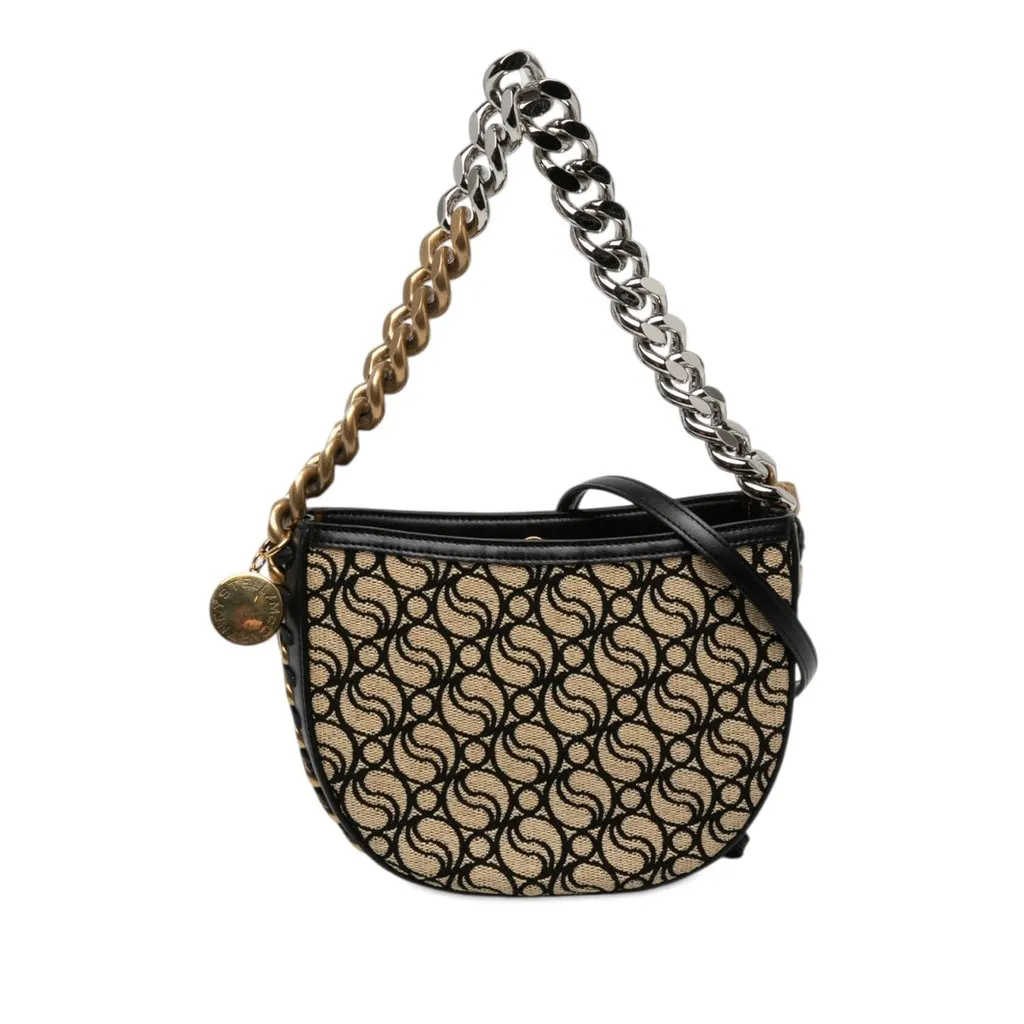 Stella McCartney S Wave Canvas Frayme Satchel Beige Canvas Very good - Front View