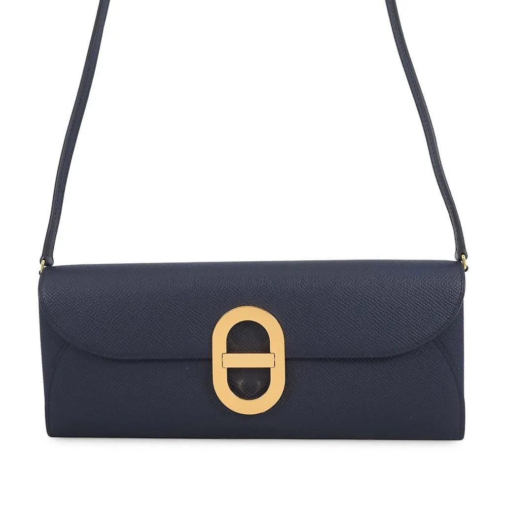 Hermès Epsom Chaine d Ancre To Go Wallet Blue Leather Very good - Front View