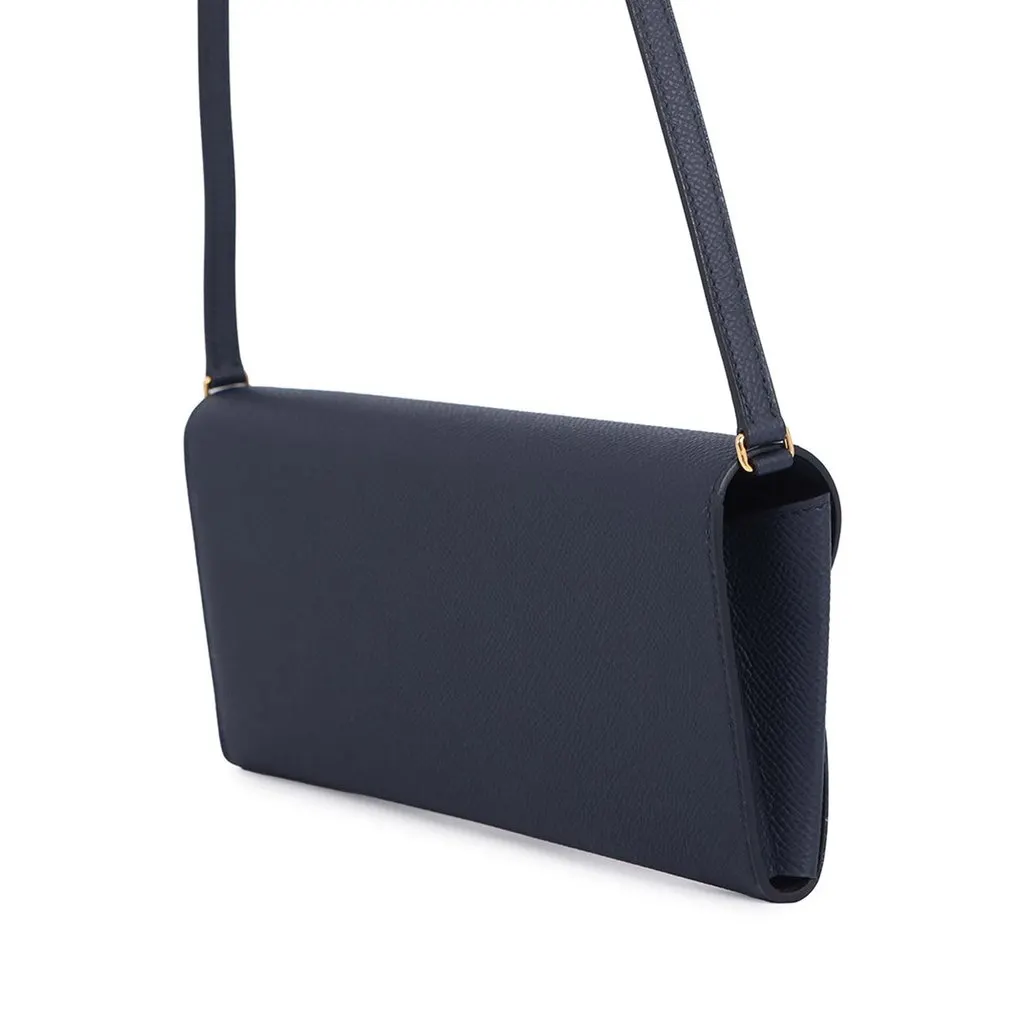 Hermès Epsom Chaine d Ancre To Go Wallet Blue Leather Very good - Back View