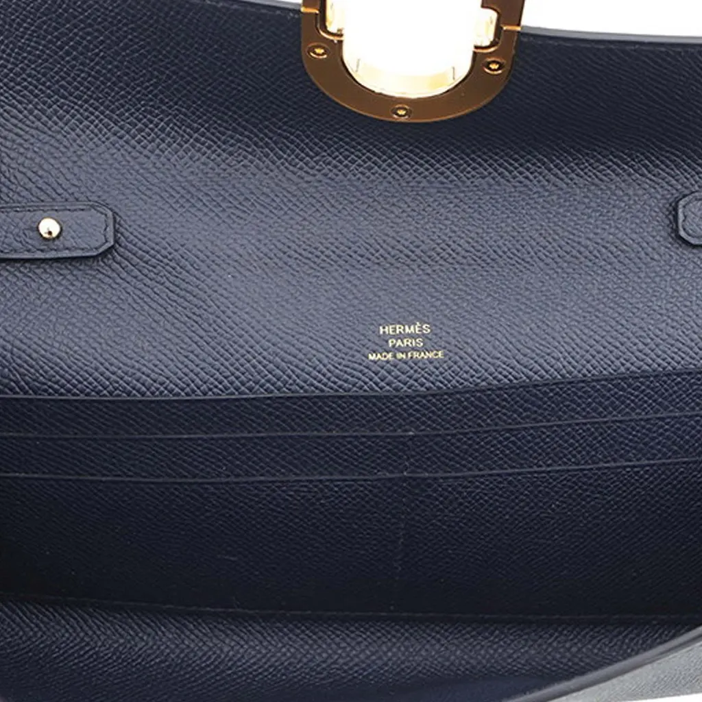 Hermès Epsom Chaine d Ancre To Go Wallet Blue Leather Very good - Model View
