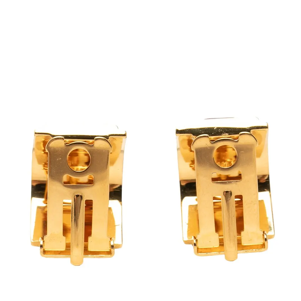 Hermès Gold Plated Enamel Cloisonne Clip On Earrings Blue Very good - Back View