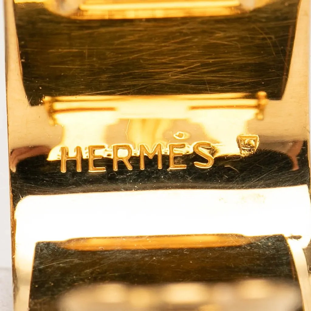 Hermès Gold Plated Enamel Cloisonne Clip On Earrings Blue Very good - Inside View