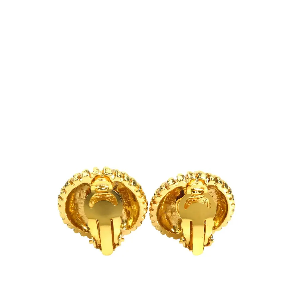Chanel CC Gold Plated Sunburst Clip On Earrings Gold Metal Very good - Back View