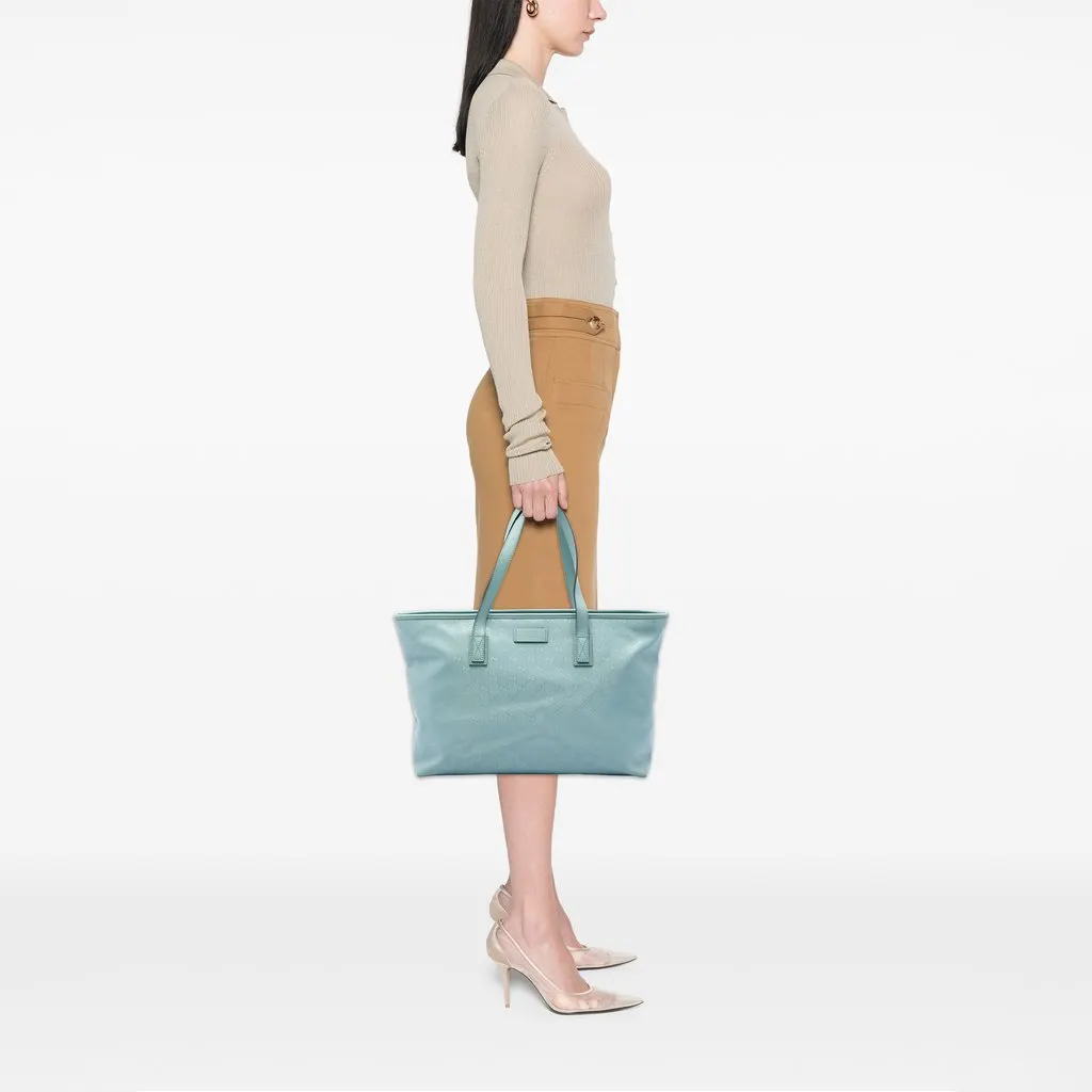 Gucci Medium GG Imprime Tote Blue Canvas Good - Box View