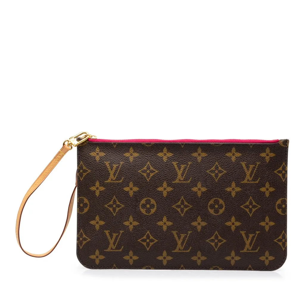 Louis Vuitton Monogram Neverfull MM Pouch Brown Canvas Very good - Front View