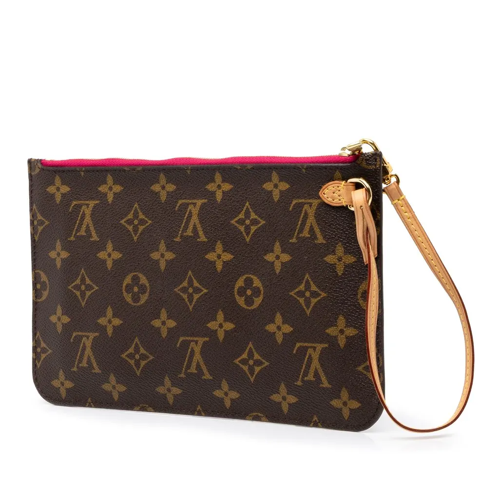 Louis Vuitton Monogram Neverfull MM Pouch Brown Canvas Very good - Back View