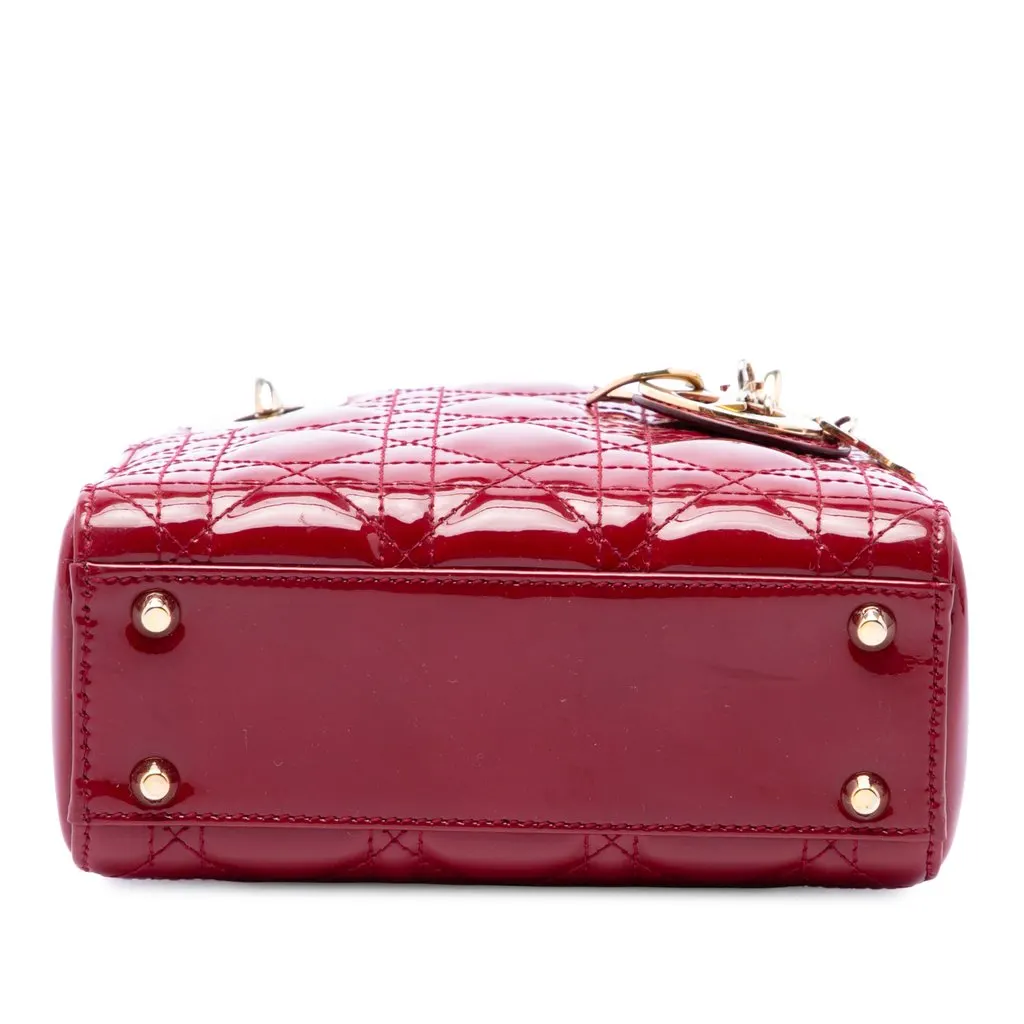 Dior Mini Patent Cannage Lady Dior Red Leather Very good - Inside View
