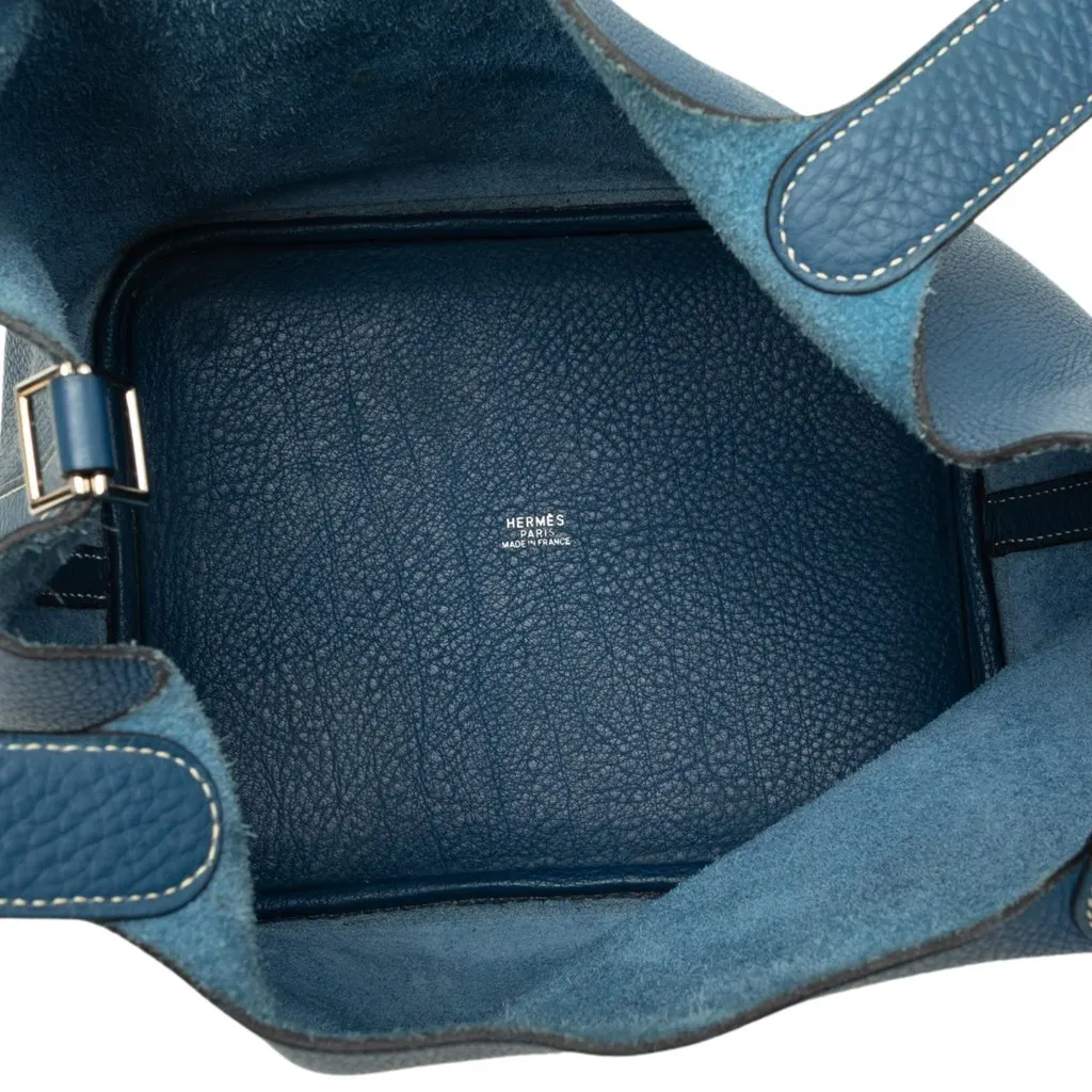 Hermès Clemence Picotin 18 Blue Leather Good - Model View