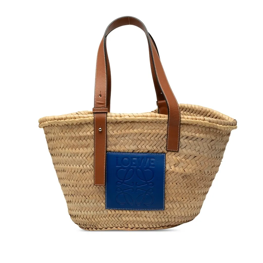LOEWE Medium Raffia Anagram Basket Tote Beige Very good - Front View