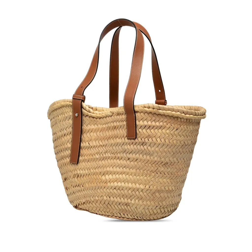LOEWE Medium Raffia Anagram Basket Tote Beige Very good - Back View