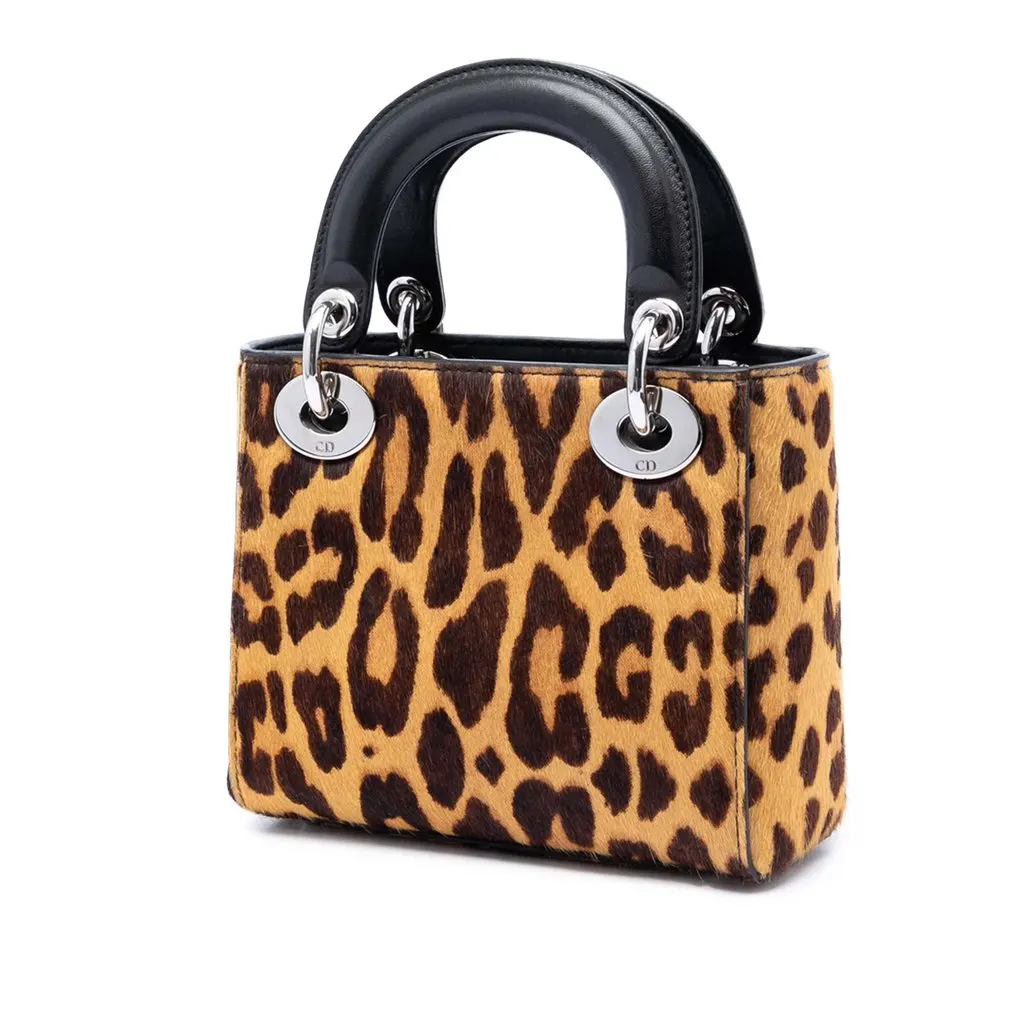 Dior Mini Pony Hair Leopard Print Lady Dior Brown Very good - Back View