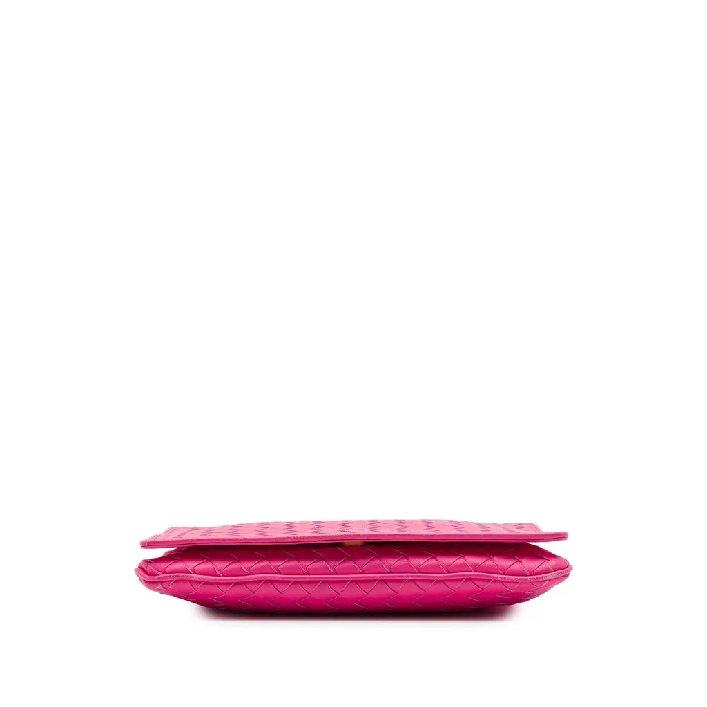 Bottega Veneta Nappa Intrecciato Flap Crossbody Pink Leather Good - Inside View