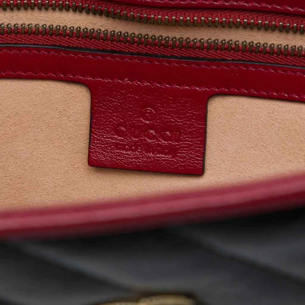 Gucci GG Marmont Bicolor Matelasse Diagonal Calfskin Torchon Shoulder Bag Black Leather Very good - Box View