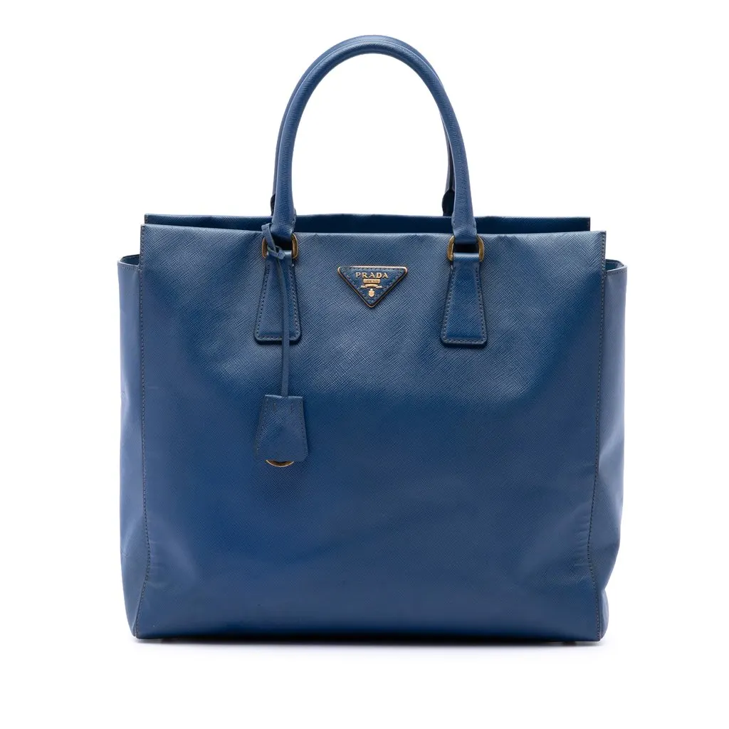 Prada Saffiano Lux Open Convertible Tote Blue Leather Very good - Front View