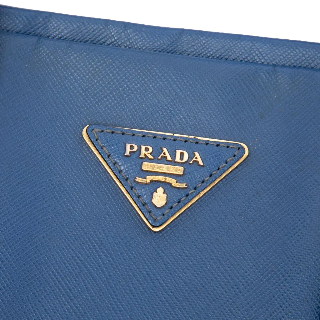 Prada Saffiano Lux Open Convertible Tote Blue Leather Very good - Box View