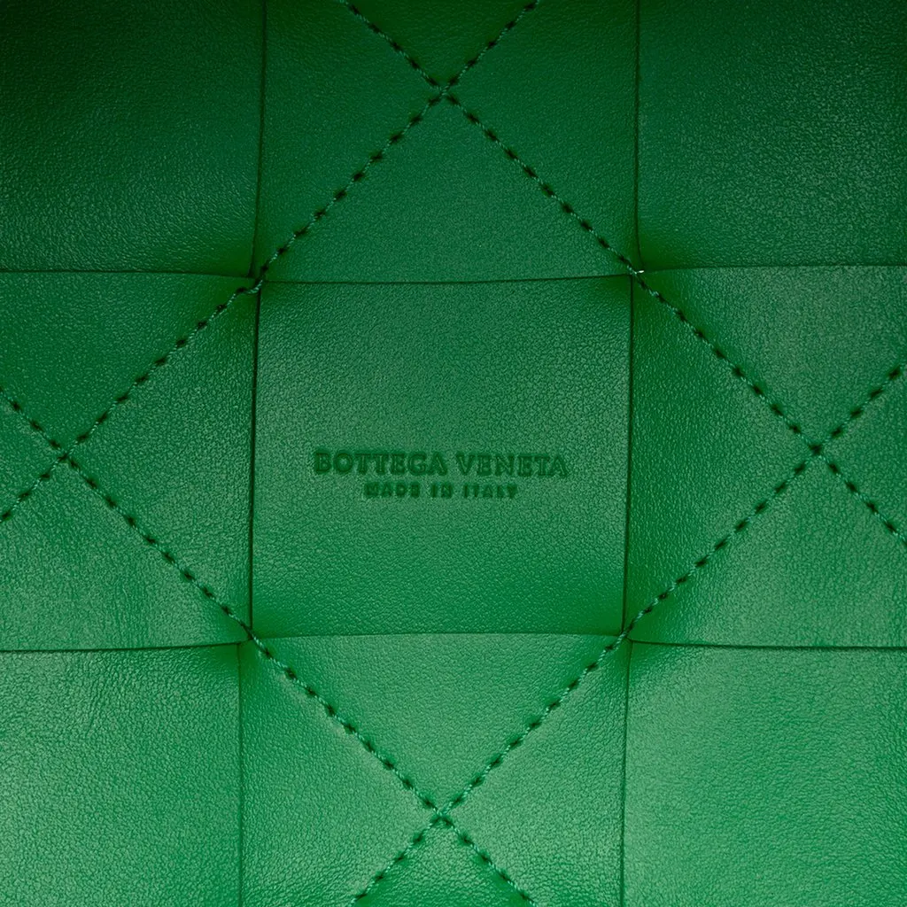 Bottega Veneta Small Nappa Maxi Intrecciato Cassette Bucket Bag Green Leather Very good - Box View