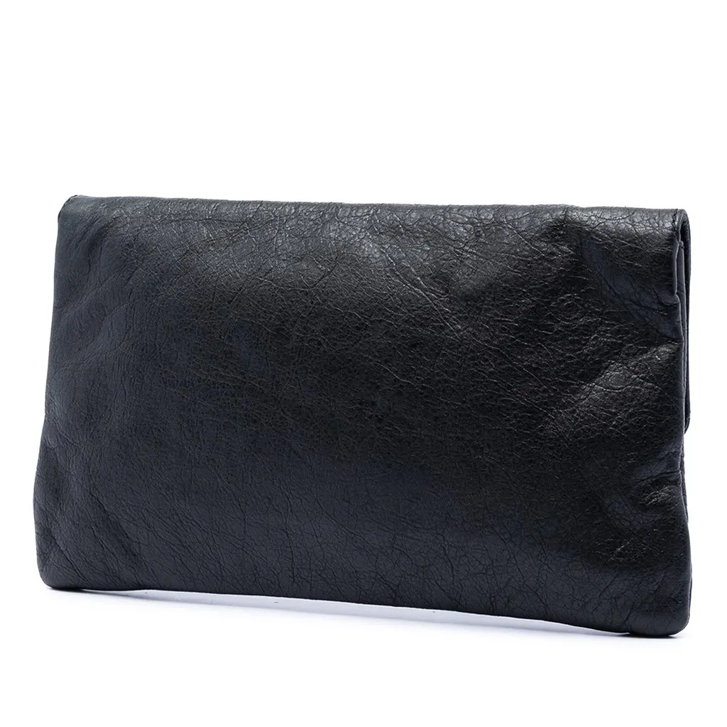 Balenciaga Lambskin Motocross Giant 12 Envelope Clutch Black Leather Very good - Back View