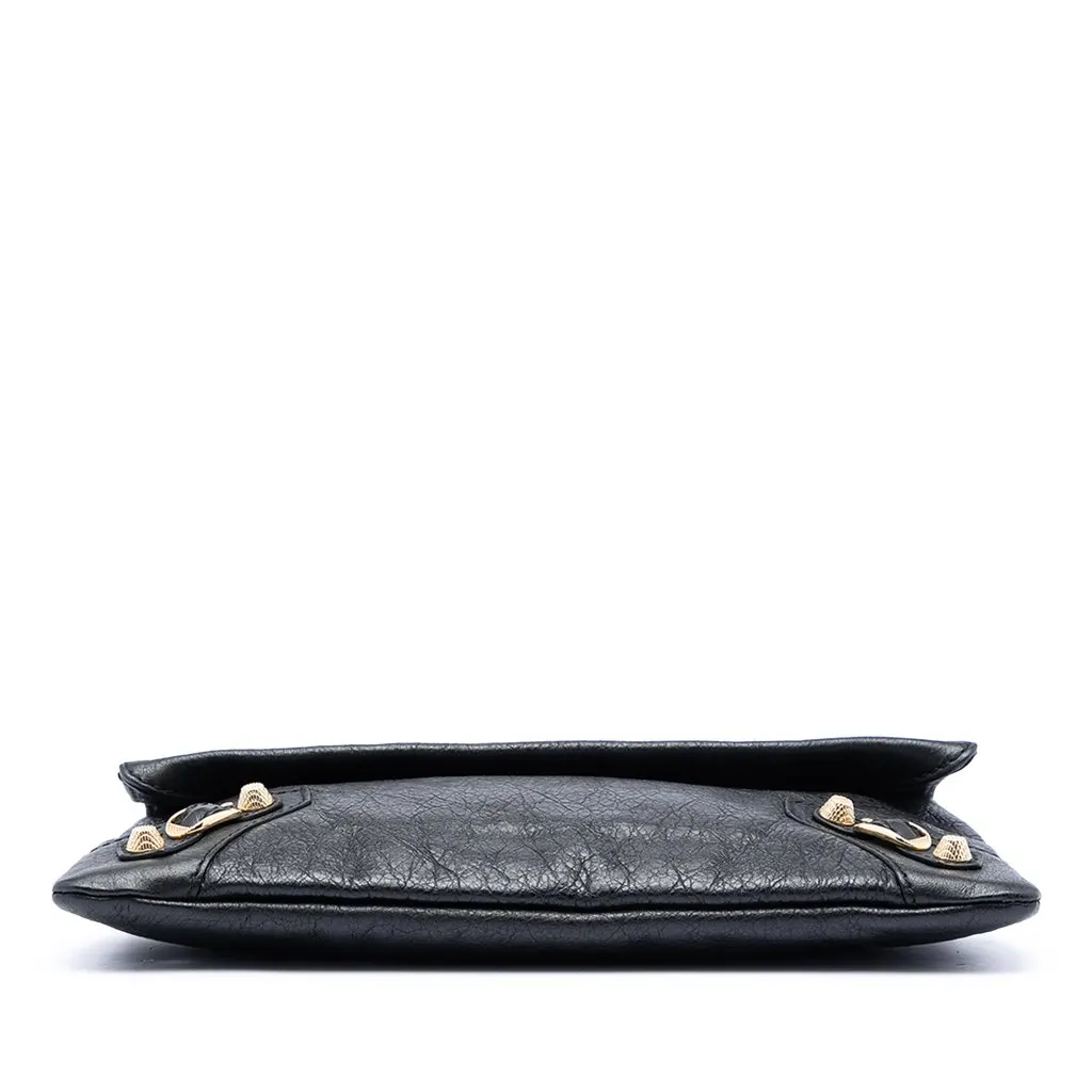 Balenciaga Lambskin Motocross Giant 12 Envelope Clutch Black Leather Very good - Inside View